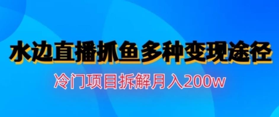 水边直播抓鱼，多种变现途径冷门项目，月入200w拆解【揭秘】